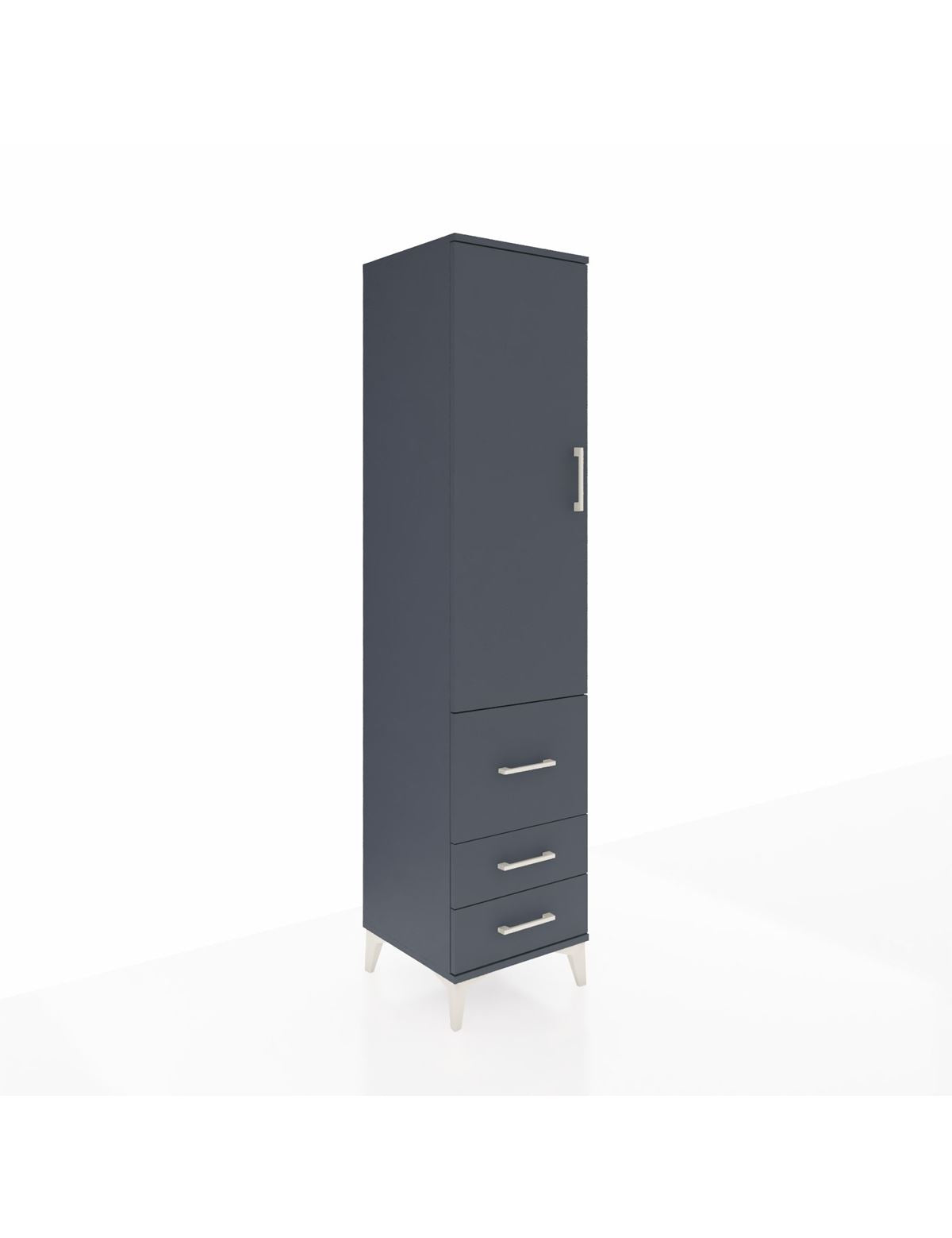 Hyperion Dolap 4 Raflı 3 Çekmeceli Tek Kapaklı 44x44x195 Antrasit-Antrasit