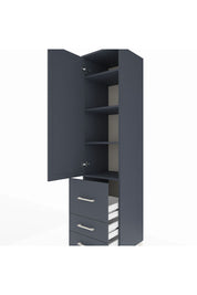 Hyperion Dolap 4 Raflı 3 Çekmeceli Tek Kapaklı 44x44x195 Antrasit-Antrasit