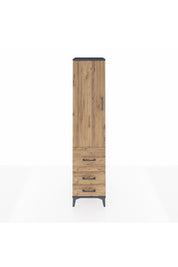 Hyperion Dolap 4 Raflı 3 Çekmeceli Tek Kapaklı 44x44x195 Antrasit-Çam