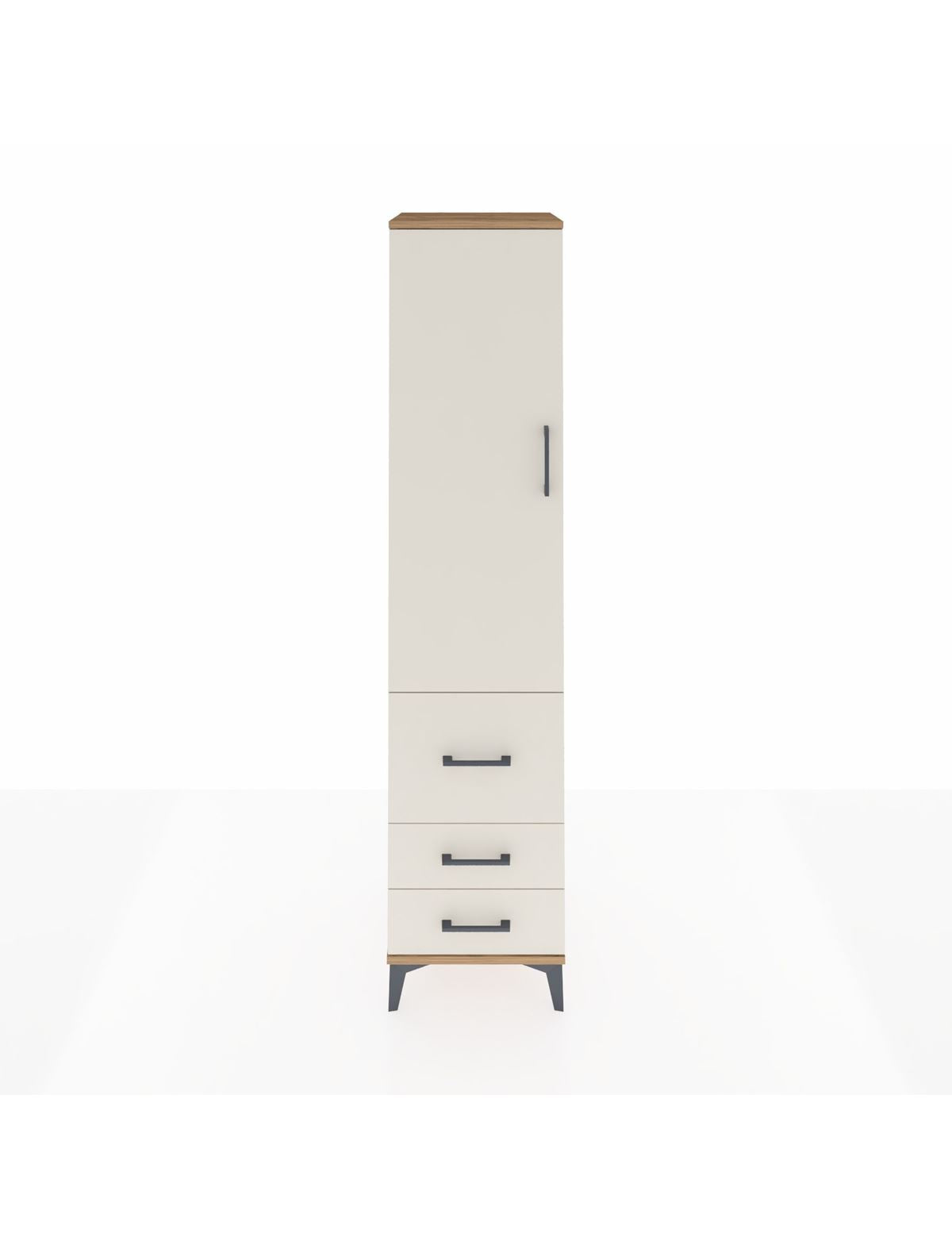 Hyperion Dolap 4 Raflı 3 Çekmeceli Tek Kapaklı 44x44x195 Çam-Aytaşı