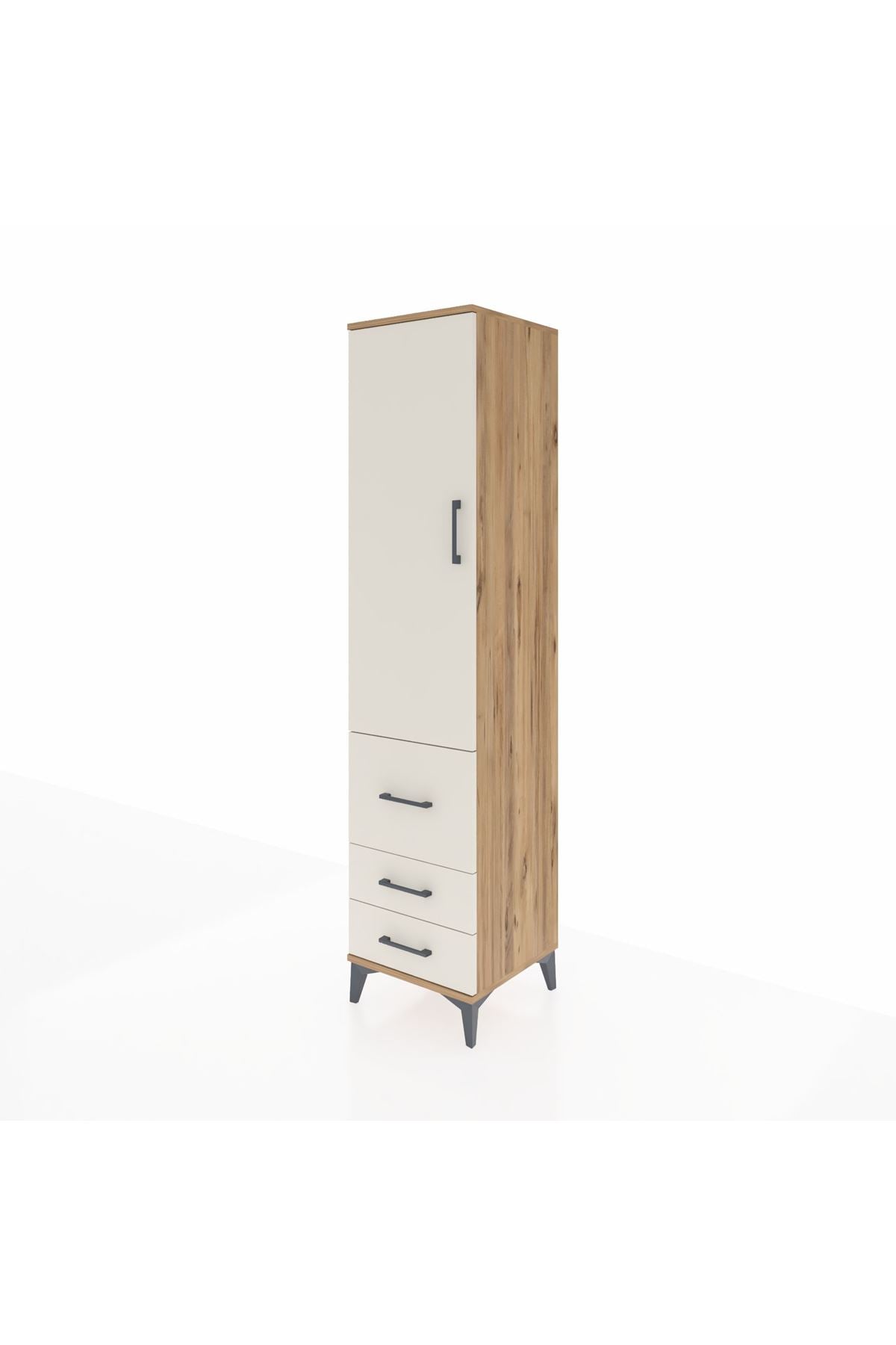 Hyperion Dolap 4 Raflı 3 Çekmeceli Tek Kapaklı 44x44x195 Çam-Aytaşı