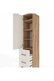 Hyperion Dolap 4 Raflı 3 Çekmeceli Tek Kapaklı 44x44x195 Çam-Aytaşı