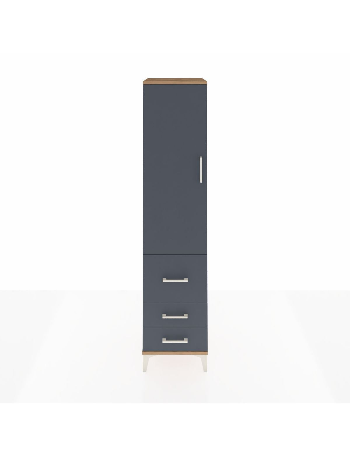 Hyperion Dolap 4 Raflı 3 Çekmeceli Tek Kapaklı 44x44x195 Çam-Antrasit