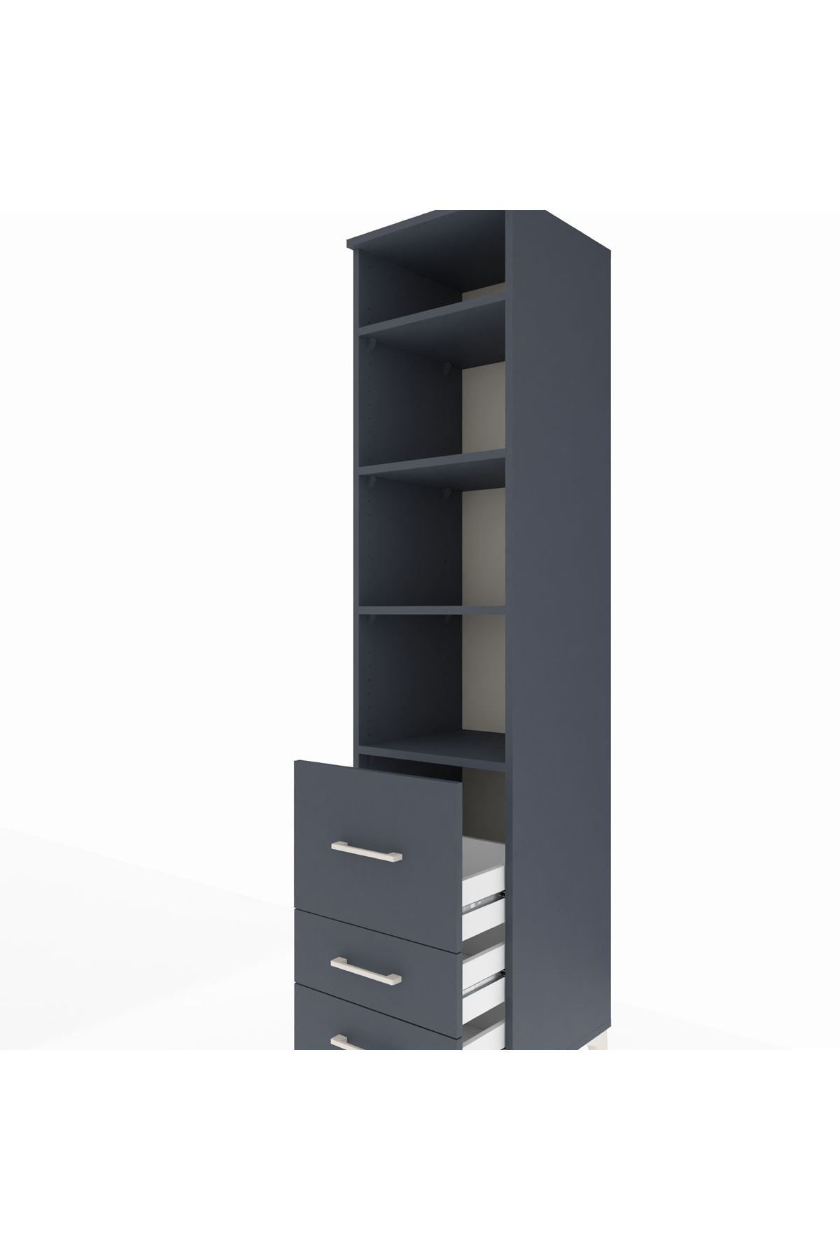 Hyperion Dolap 4 Raflı 3 Çekmeceli 44x44x195 Antrasit-Antrasit