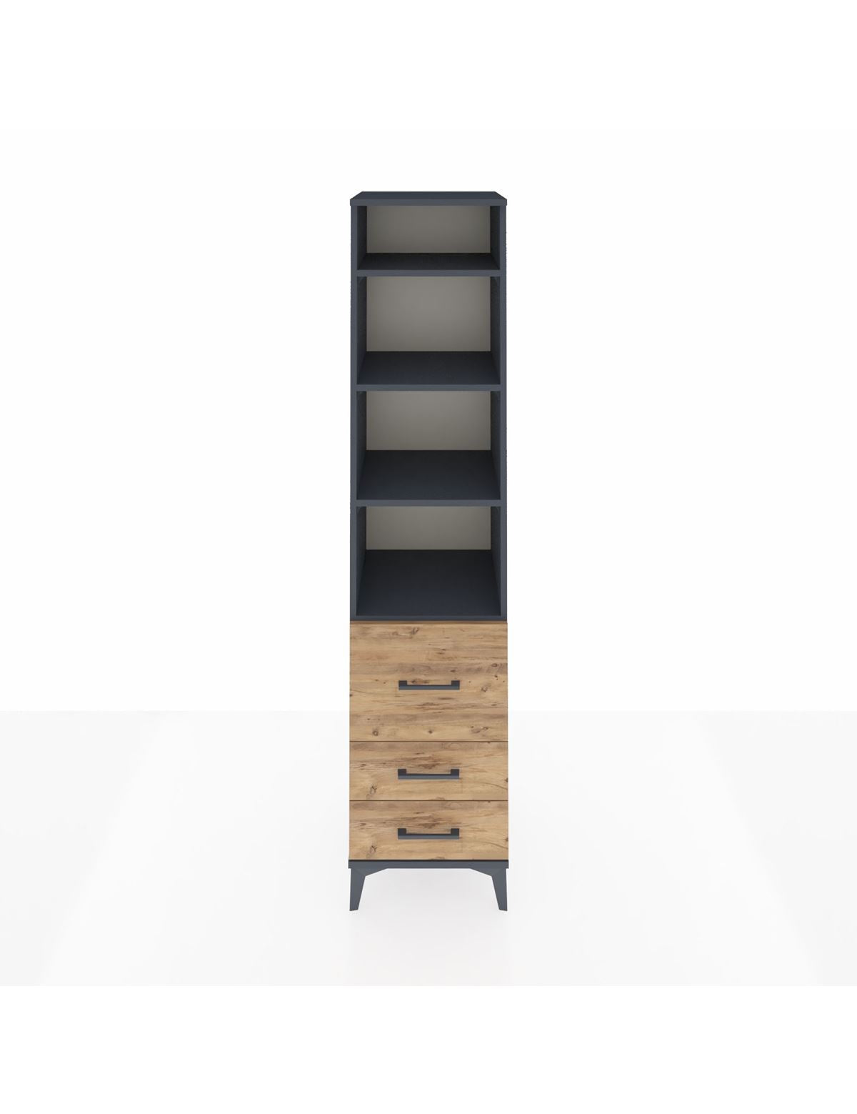 Hyperion Dolap 4 Raflı 3 Çekmeceli 44x44x195 Antrasit-Çam