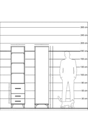 Hyperion Dolap 4 Raflı 3 Çekmeceli 44x44x195 Antrasit-Çam