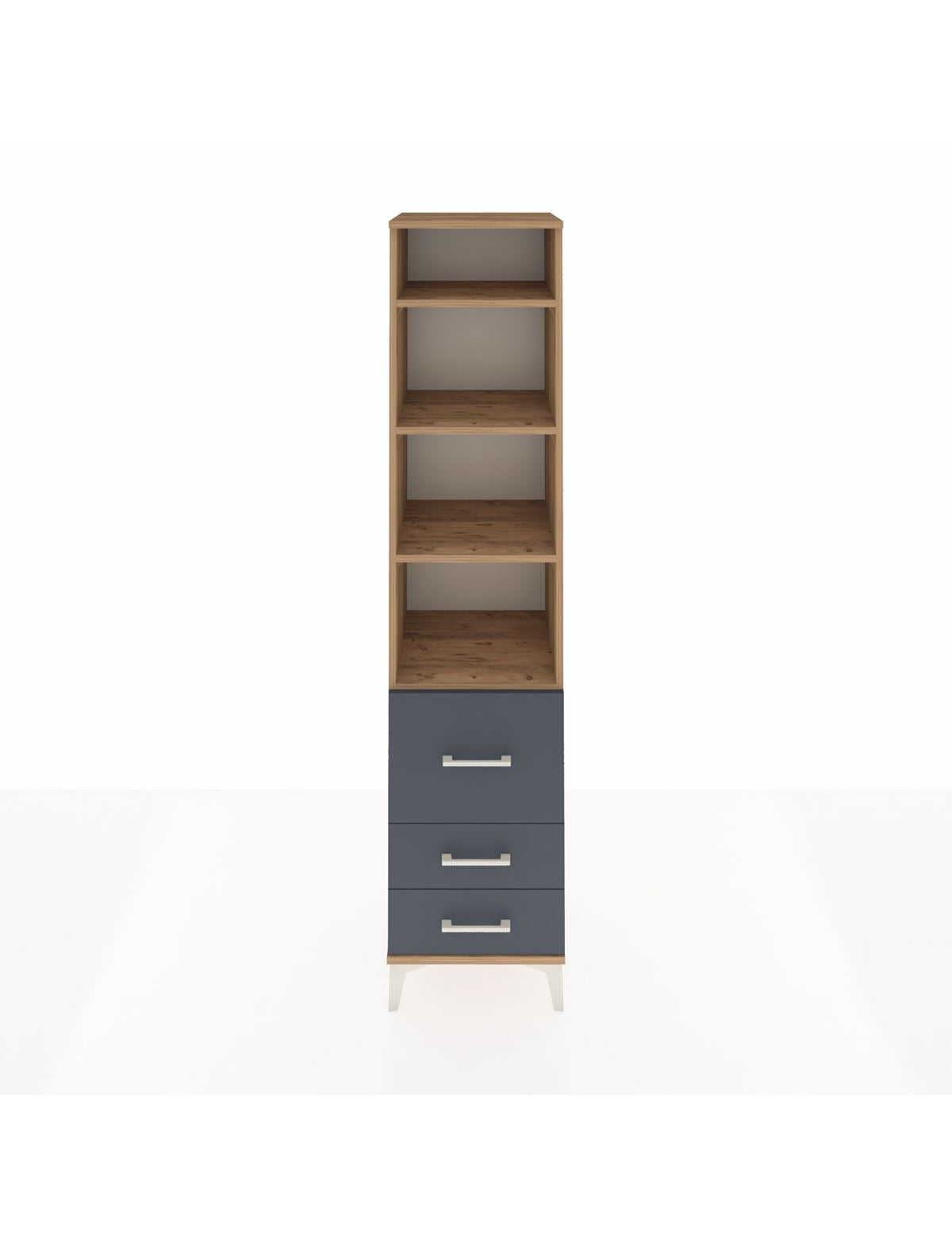 Hyperion Dolap 4 Raflı 3 Çekmeceli 44x44x195 Çam-Antrasit