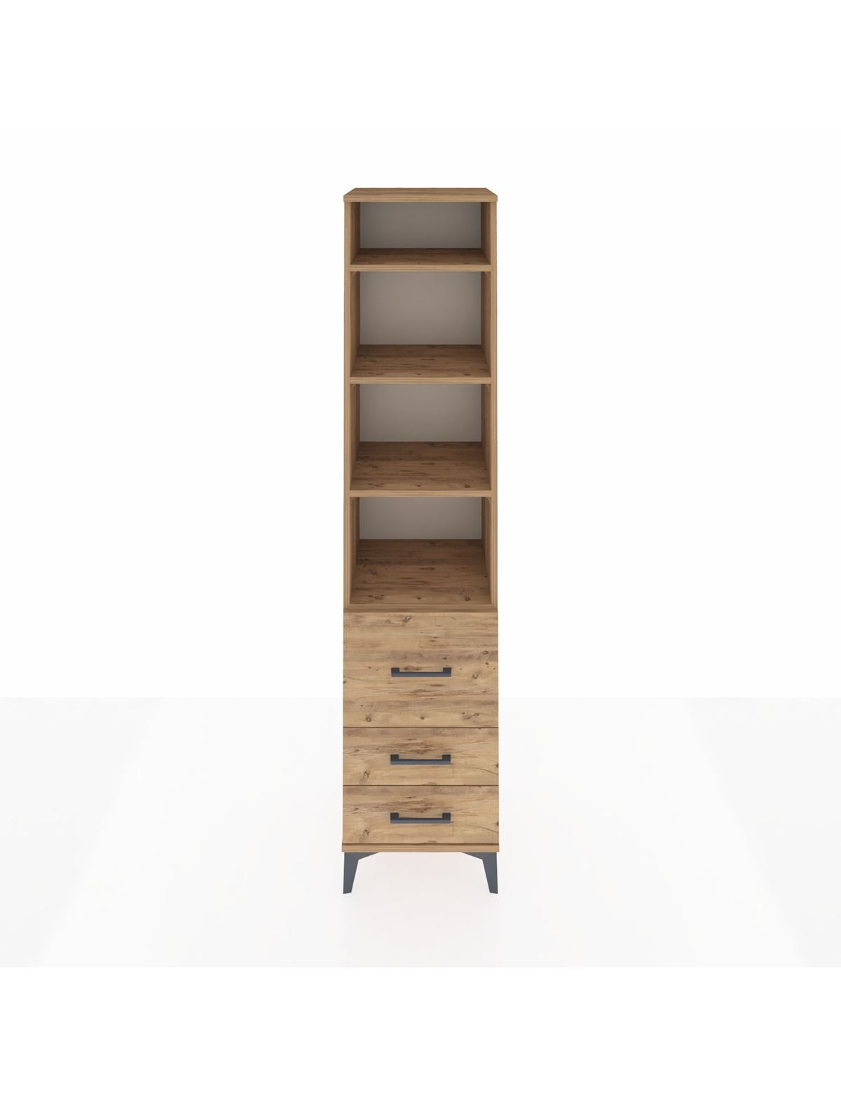 Hyperion Dolap 4 Raflı 3 Çekmeceli 44x44x195 Çam-Çam