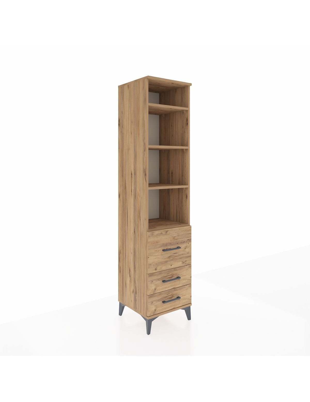 Hyperion Dolap 4 Raflı 3 Çekmeceli 44x44x195 Çam-Çam