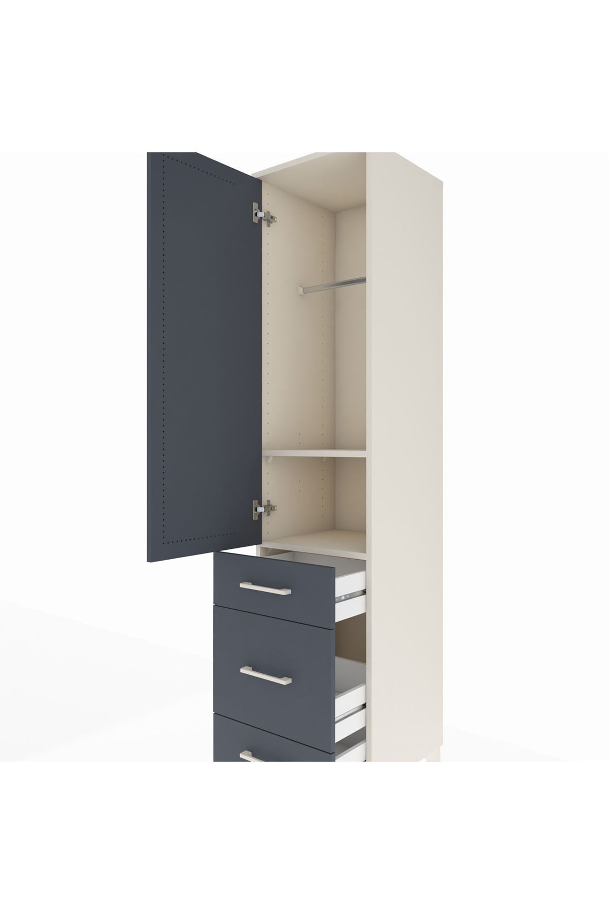 Hyperion Dolap 2 Raflı 3 Çekmeceli Tek Askılı 44x44x195 Aytaşı-Antrasit