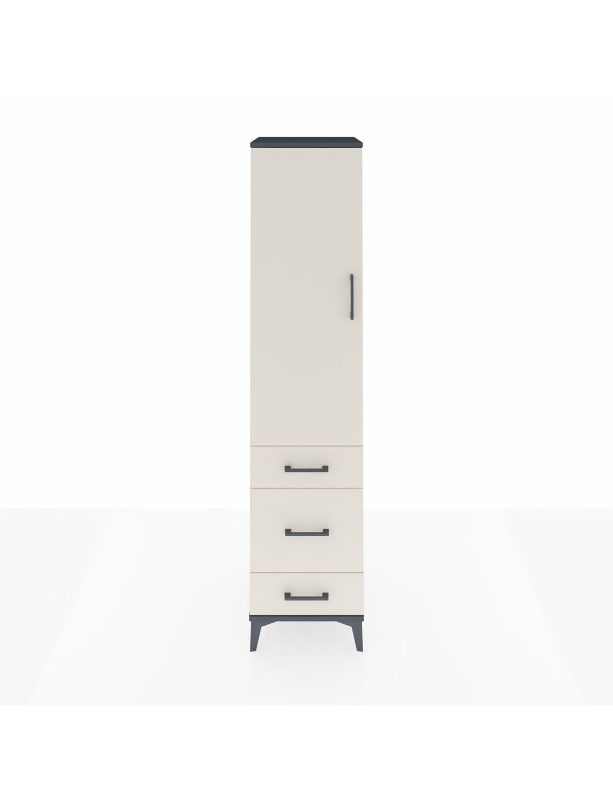 Hyperion Dolap 2 Raflı 3 Çekmeceli Tek Askılı 44x44x195 Antrasit-Aytaşı