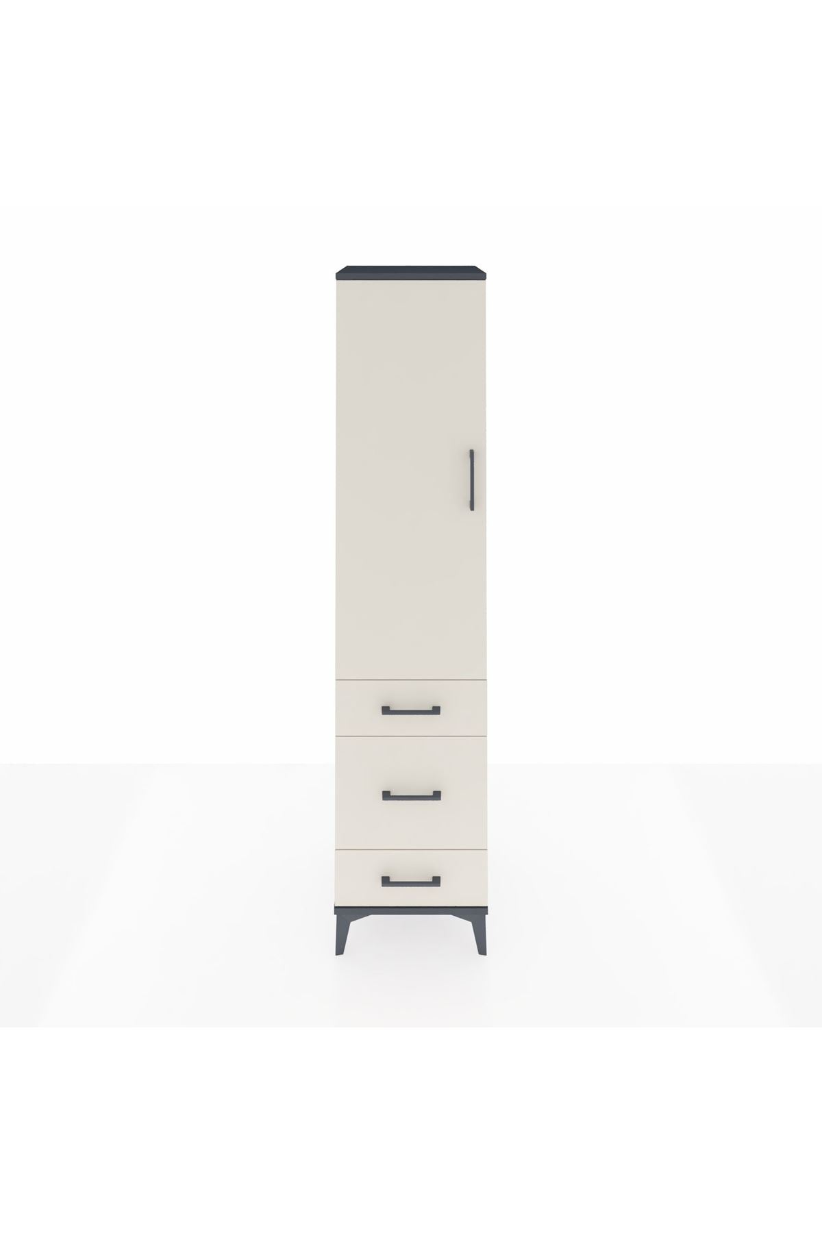 Hyperion Dolap 2 Raflı 3 Çekmeceli Tek Askılı 44x44x195 Antrasit-Aytaşı