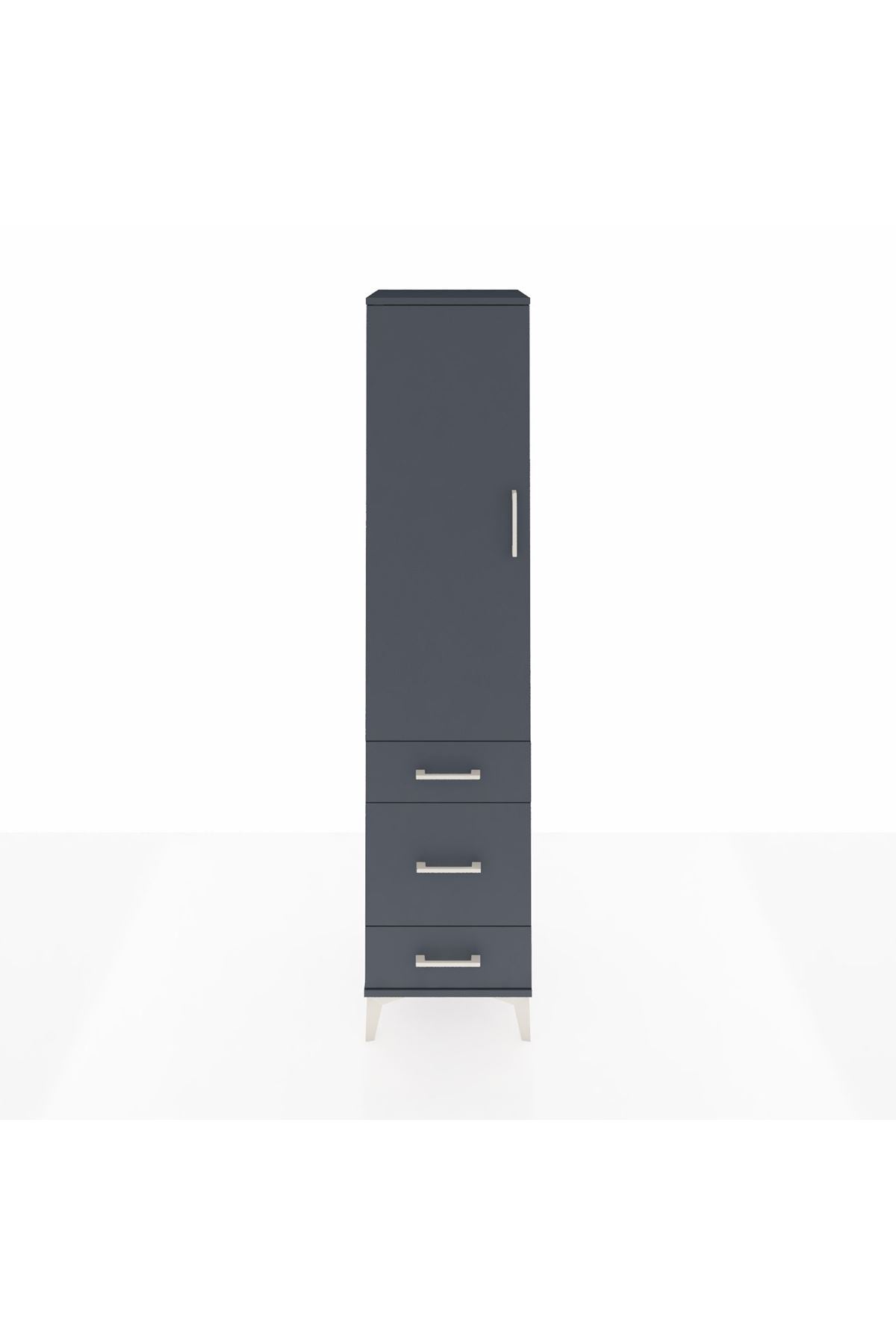 Hyperion Dolap 2 Raflı 3 Çekmeceli Tek Askılı 44x44x195 Antrasit-Antrasit