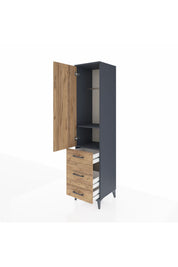 Hyperion Dolap 2 Raflı 3 Çekmeceli Tek Askılı 44x44x195 Antrasit-Çam