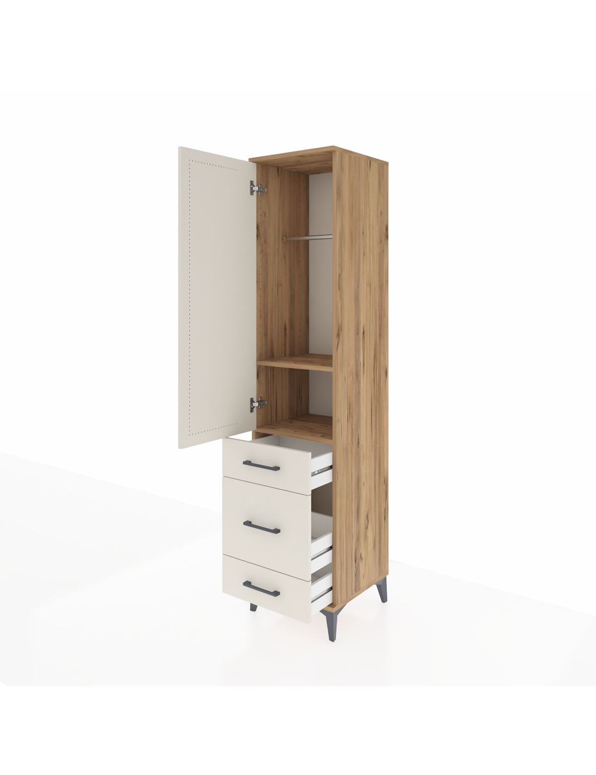 Hyperion Dolap 2 Raflı 3 Çekmeceli Tek Askılı 44x44x195 - S58M031V7B