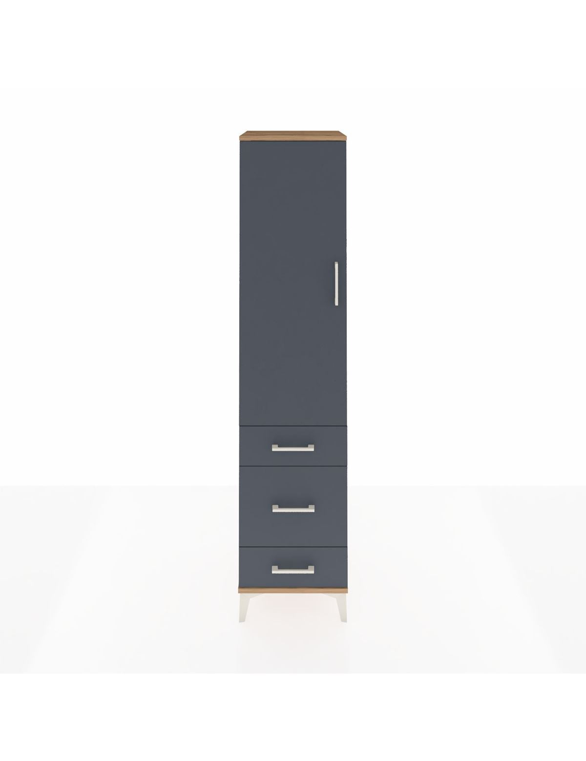 Hyperion Dolap 2 Raflı 3 Çekmeceli Tek Askılı 44x44x195 Çam-Antrasit