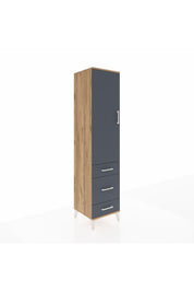 Hyperion Dolap 2 Raflı 3 Çekmeceli Tek Askılı 44x44x195 Çam-Antrasit