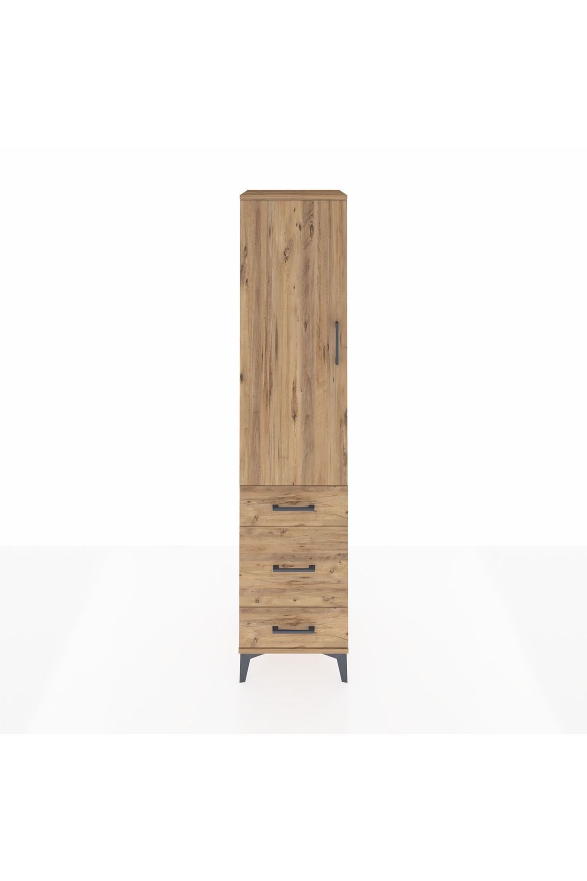 Hyperion Dolap 2 Raflı 3 Çekmeceli Tek Askılı 44x44x195 Çam-Çam