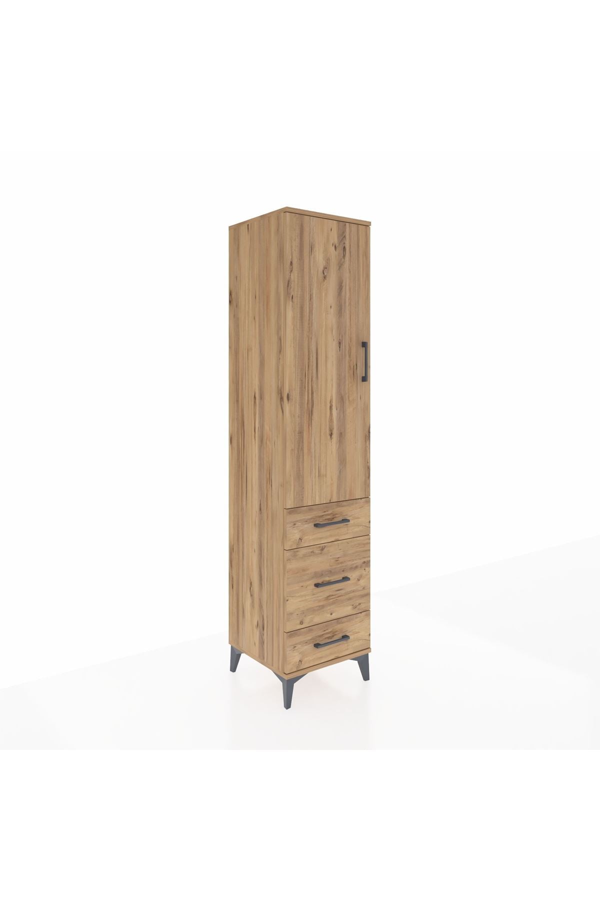 Hyperion Dolap 2 Raflı 3 Çekmeceli Tek Askılı 44x44x195 Çam-Çam