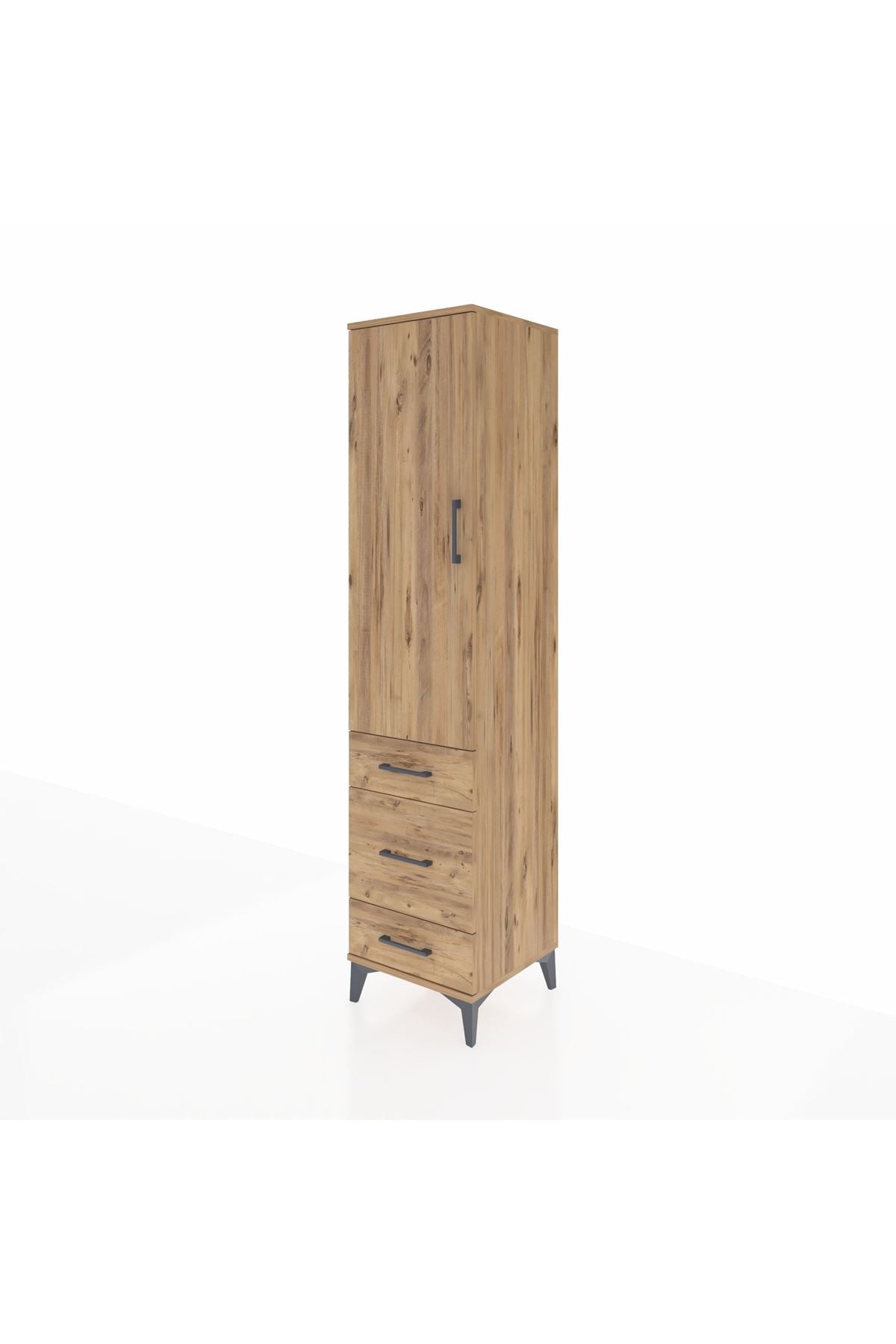 Hyperion Dolap 2 Raflı 3 Çekmeceli Tek Askılı 44x44x195 Çam-Çam