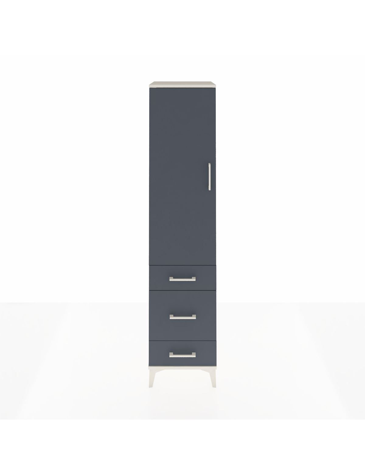 Hyperion Dolap 4 Raflı 3 Çekmeceli Tek Kapaklı 44x44x195 Aytaşı-Antrasit