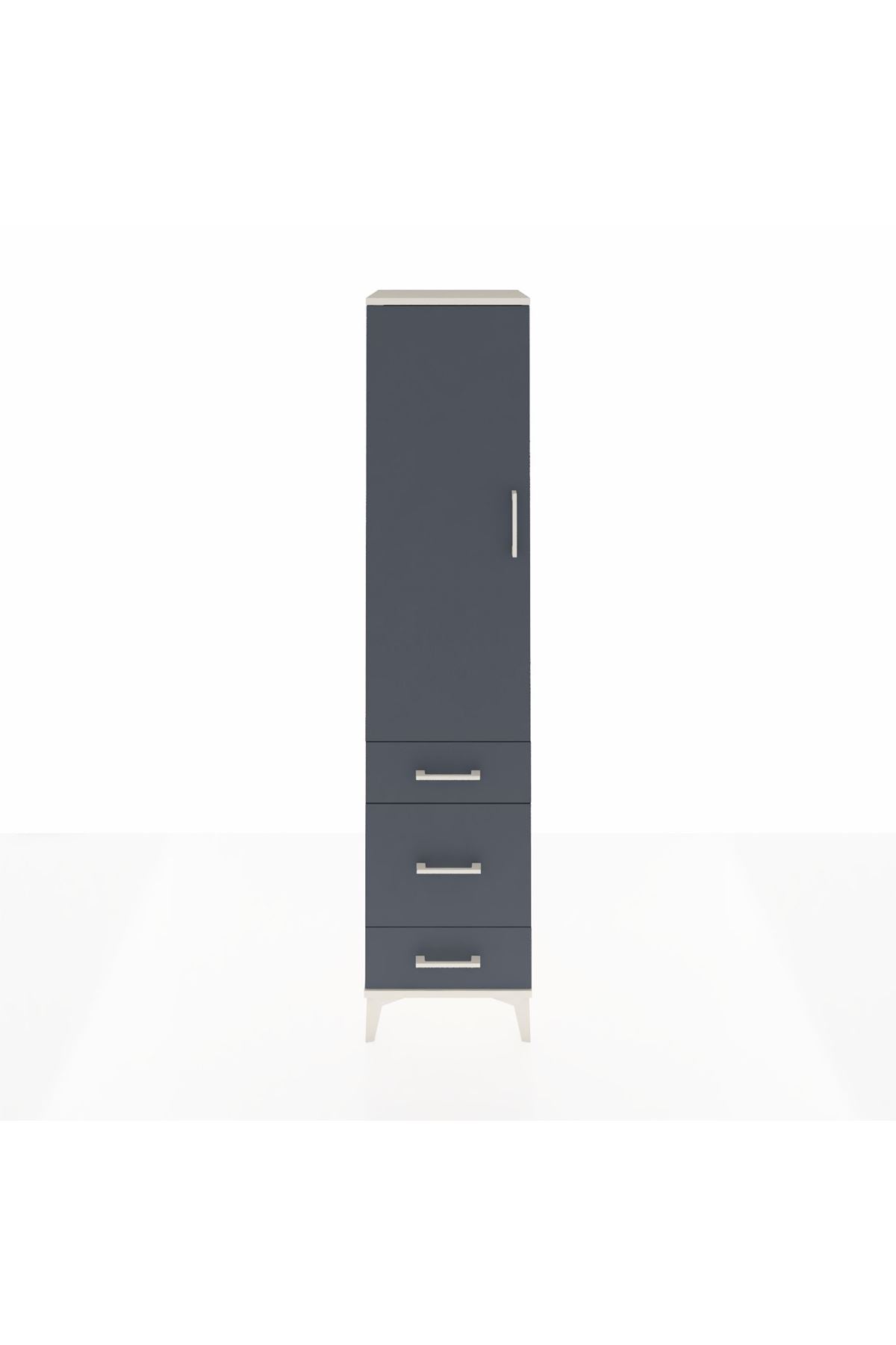 Hyperion Dolap 4 Raflı 3 Çekmeceli Tek Kapaklı 44x44x195 Aytaşı-Antrasit