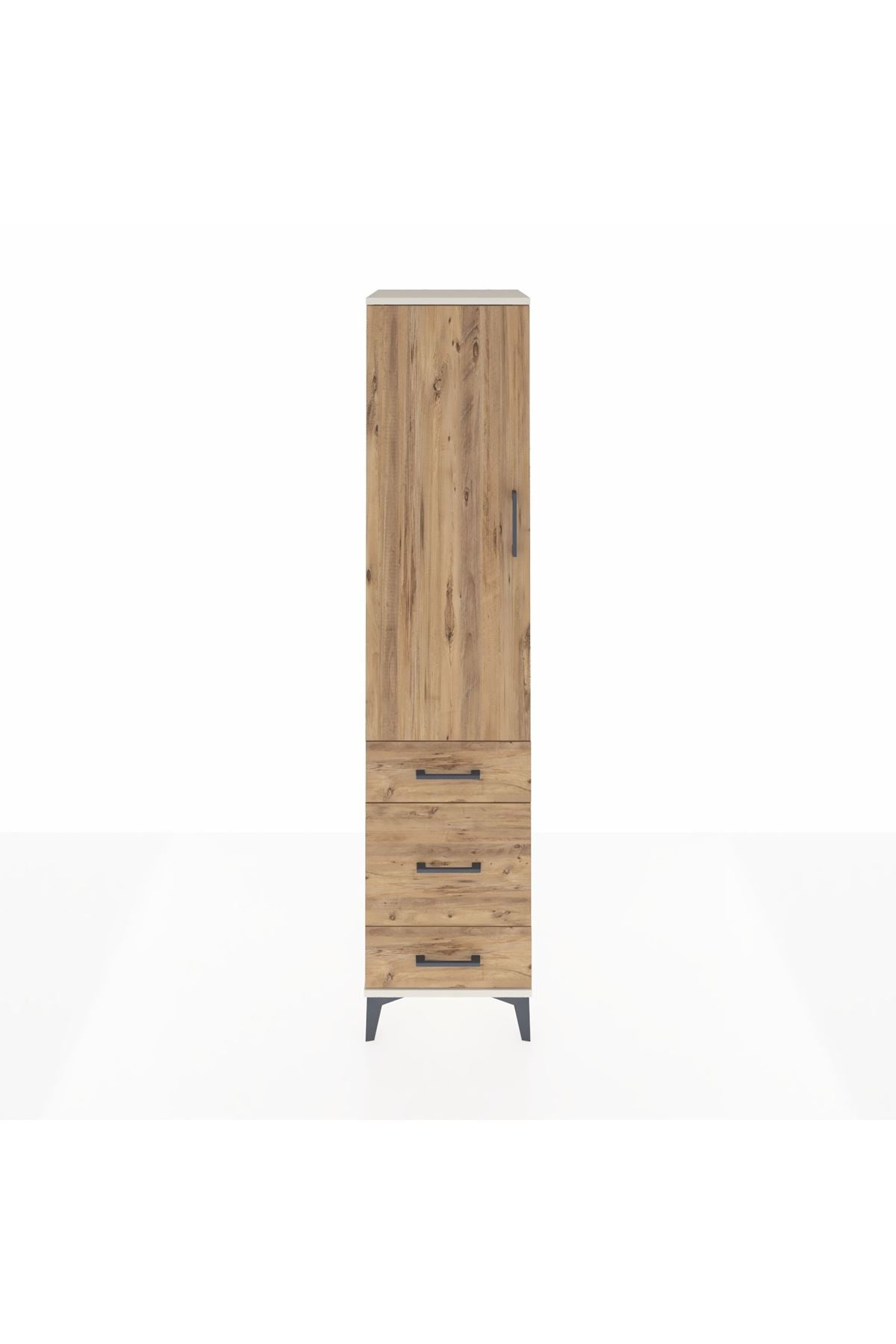 Hyperion Dolap 4 Raflı 3 Çekmeceli Tek Kapaklı 44x44x195 Aytaşı-Çam