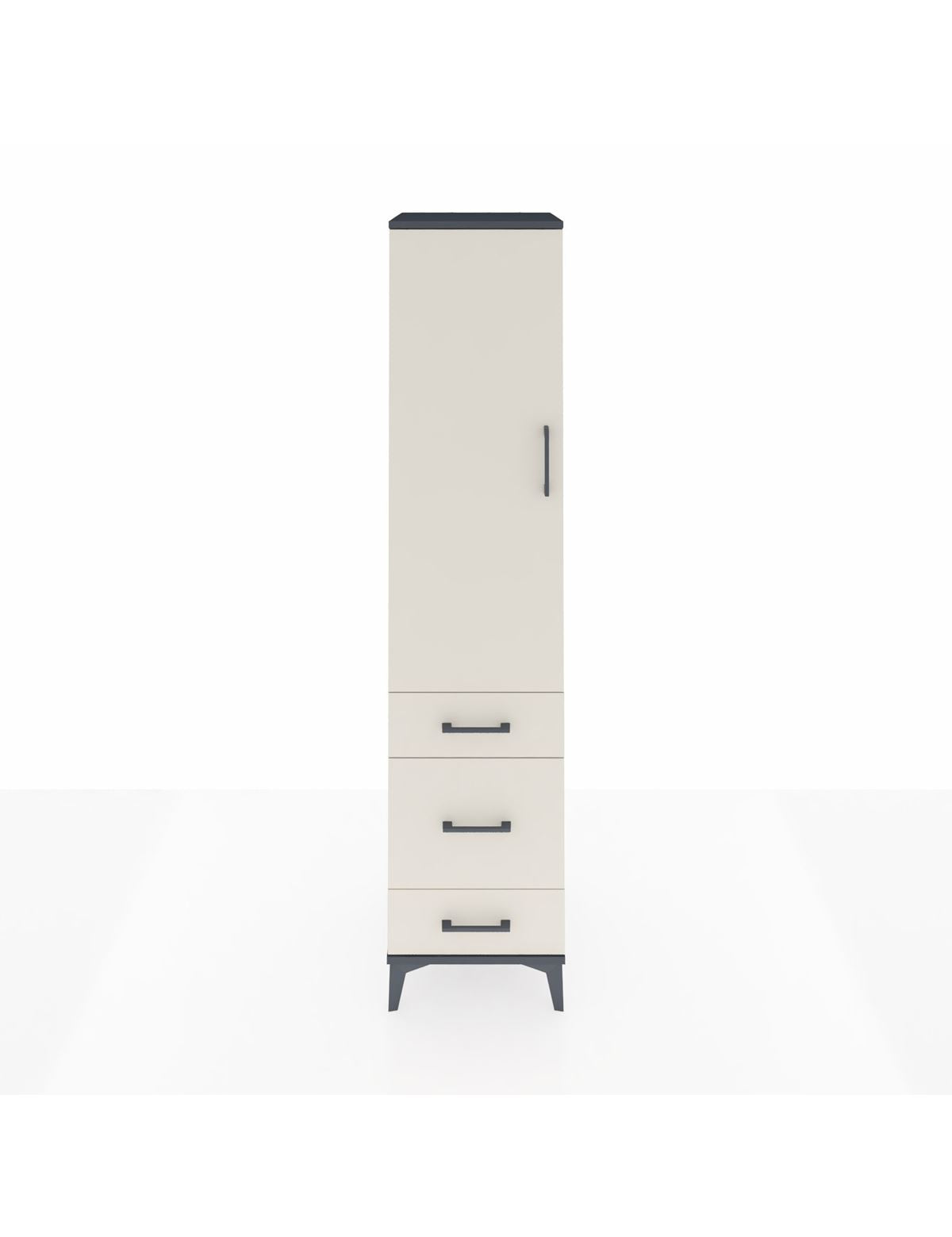 Hyperion Dolap 4 Raflı 3 Çekmeceli Tek Kapaklı 44x44x195 Antrasit-Aytaşı