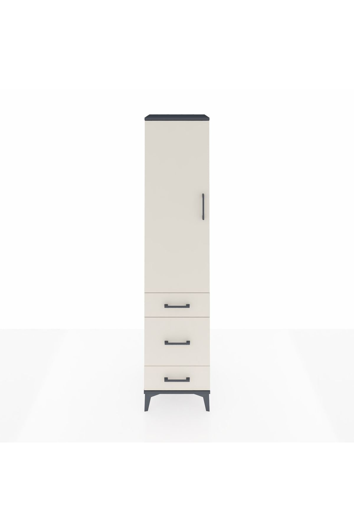 Hyperion Dolap 4 Raflı 3 Çekmeceli Tek Kapaklı 44x44x195 Antrasit-Aytaşı