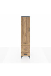 Hyperion Dolap 4 Raflı 3 Çekmeceli Tek Kapaklı 44x44x195 Antrasit-Çam