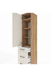 Hyperion Dolap 4 Raflı 3 Çekmeceli Tek Kapaklı 44x44x195 Çam-Aytaşı