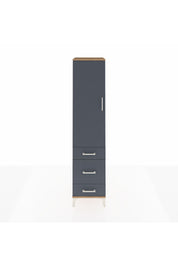 Hyperion Dolap 4 Raflı 3 Çekmeceli Tek Kapaklı 44x44x195 Çam-Antrasit