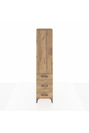 Hyperion Dolap 4 Raflı 3 Çekmeceli Tek Kapaklı 44x44x195 Çam-Çam