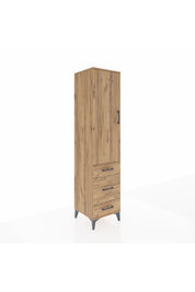 Hyperion Dolap 4 Raflı 3 Çekmeceli Tek Kapaklı 44x44x195 Çam-Çam