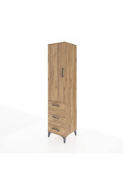 Hyperion Dolap 4 Raflı 3 Çekmeceli Tek Kapaklı 44x44x195 Çam-Çam