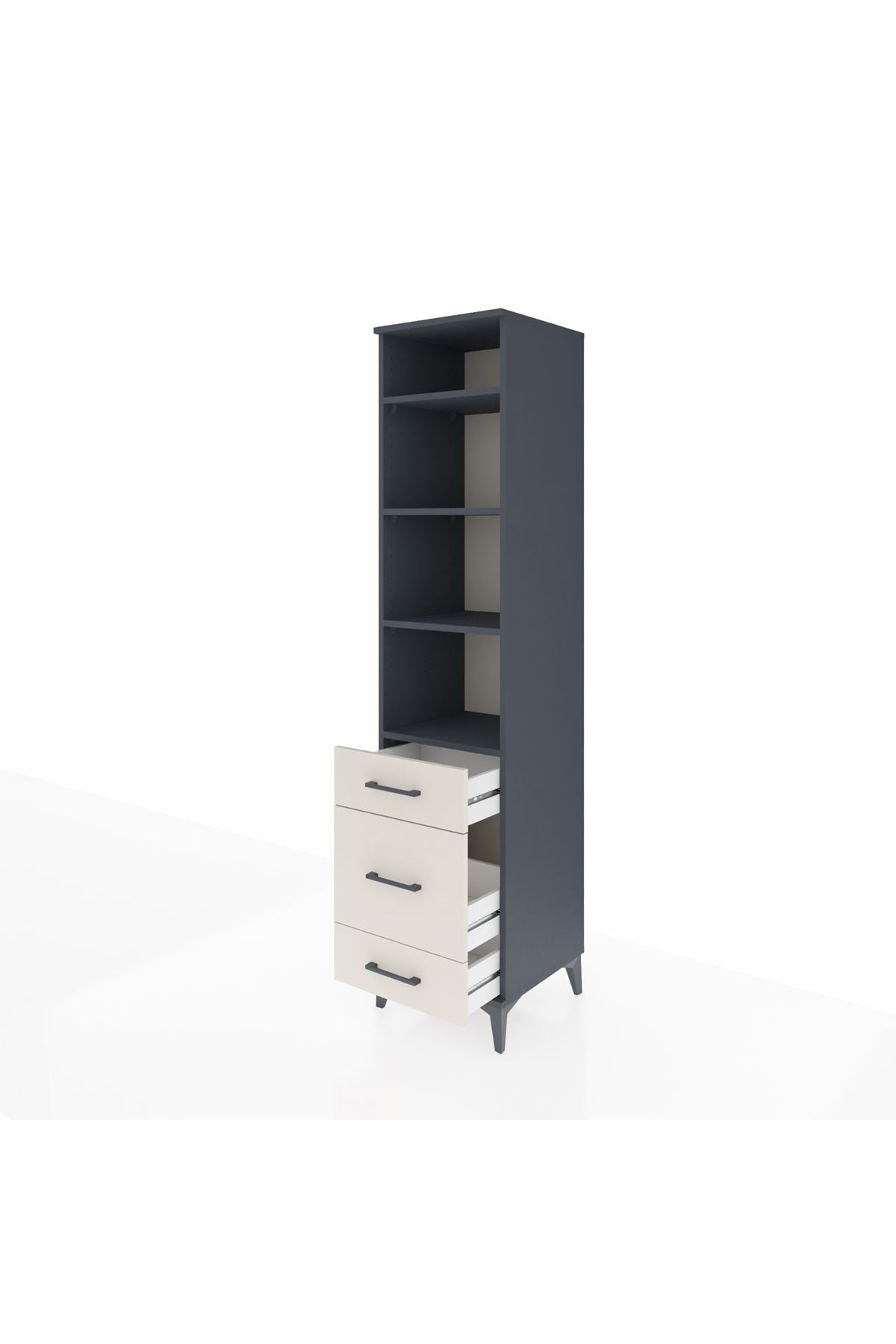 Hyperion Dolap 4 Raflı 3 Çekmeceli 44x44x195 Antrasit-Aytaşı