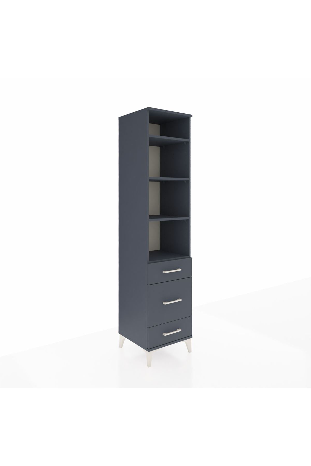 Hyperion Dolap 4 Raflı 3 Çekmeceli 44x44x195 Antrasit-Antrasit