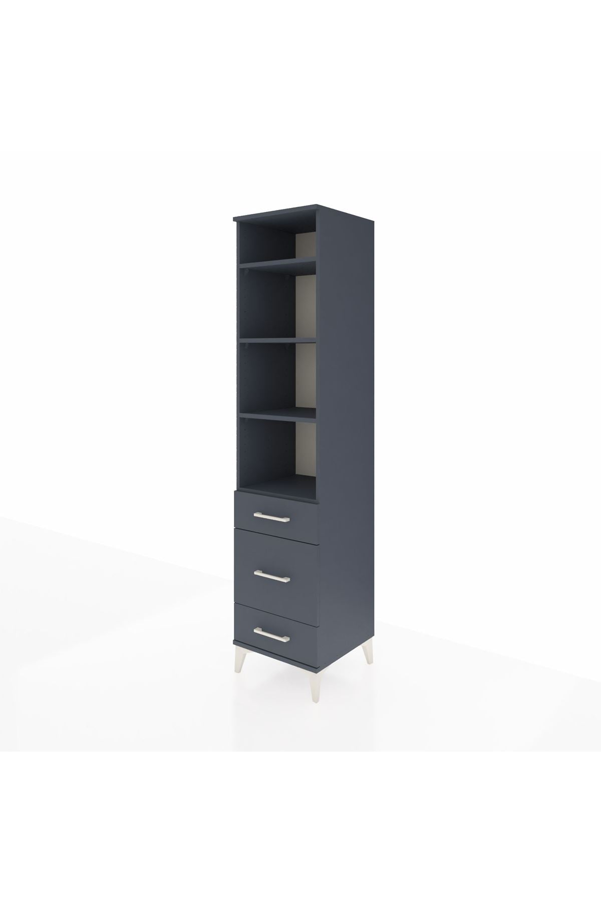 Hyperion Dolap 4 Raflı 3 Çekmeceli 44x44x195 Antrasit-Antrasit