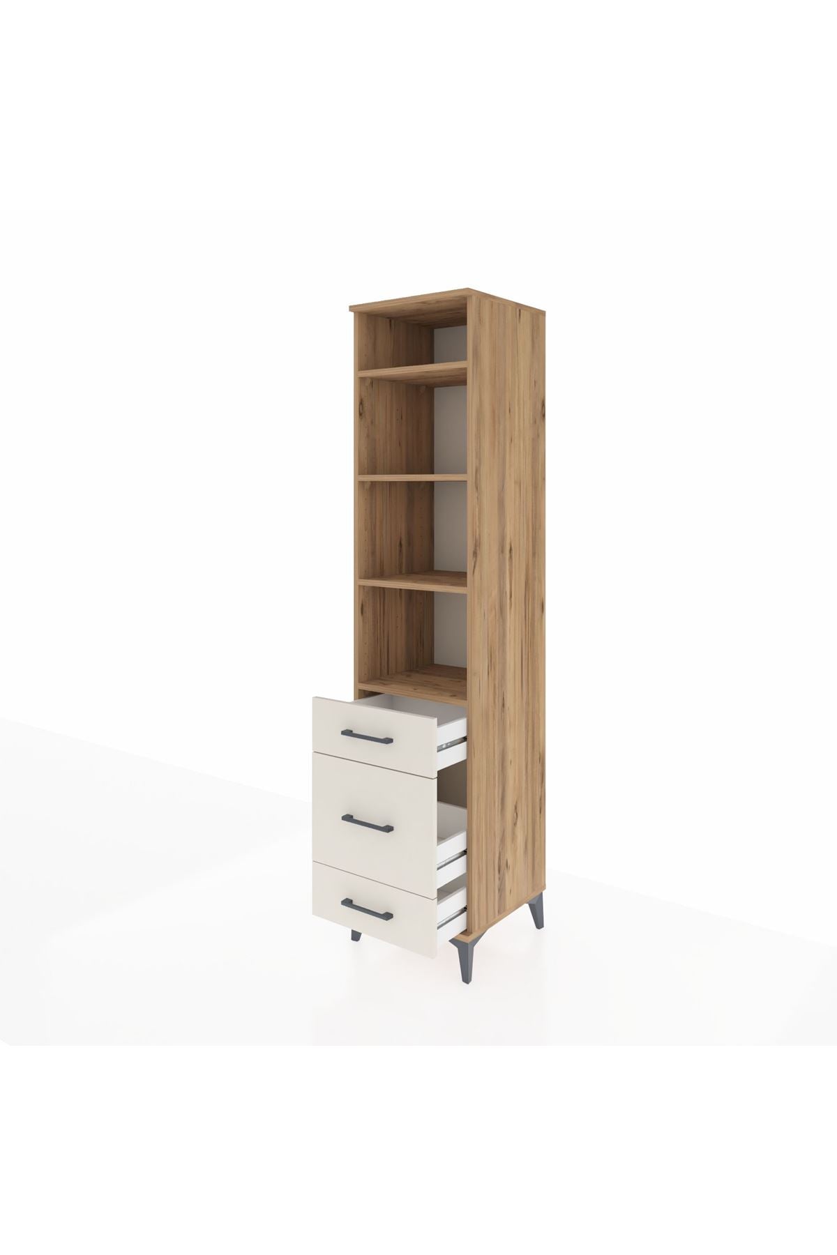 Hyperion Dolap 4 Raflı 3 Çekmeceli 44x44x195 Çam-Aytaşı