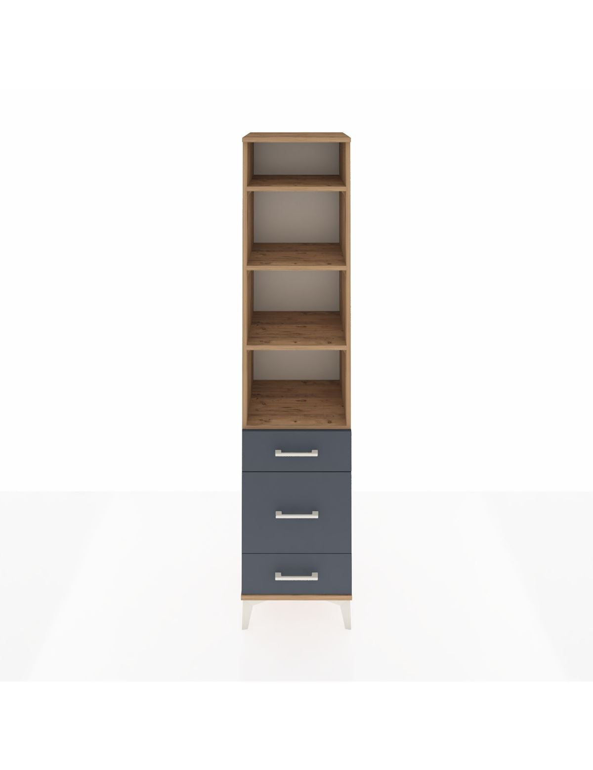 Hyperion Dolap 4 Raflı 3 Çekmeceli 44x44x195 Çam-Antrasit