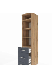 Hyperion Dolap 4 Raflı 3 Çekmeceli 44x44x195 Çam-Antrasit