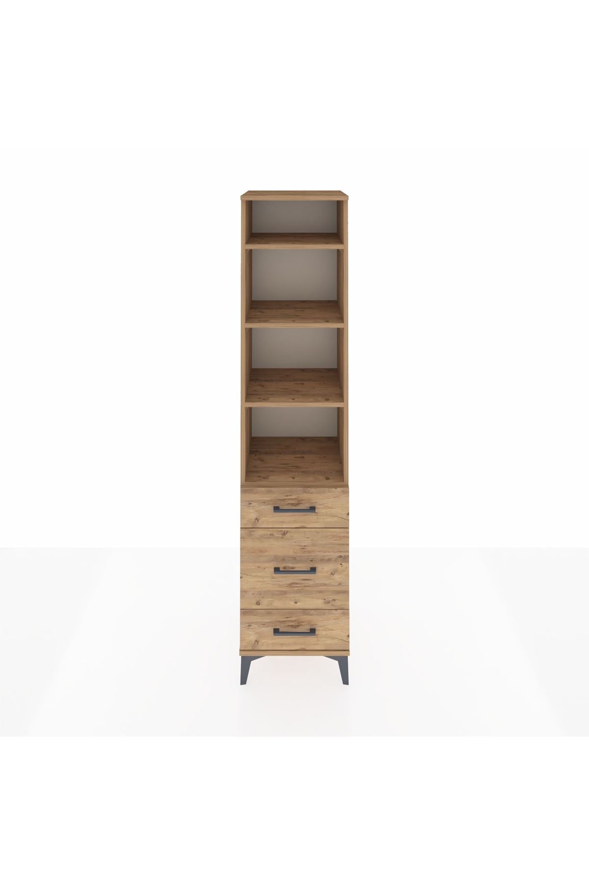 Hyperion Dolap 4 Raflı 3 Çekmeceli 44x44x195 Çam-Çam