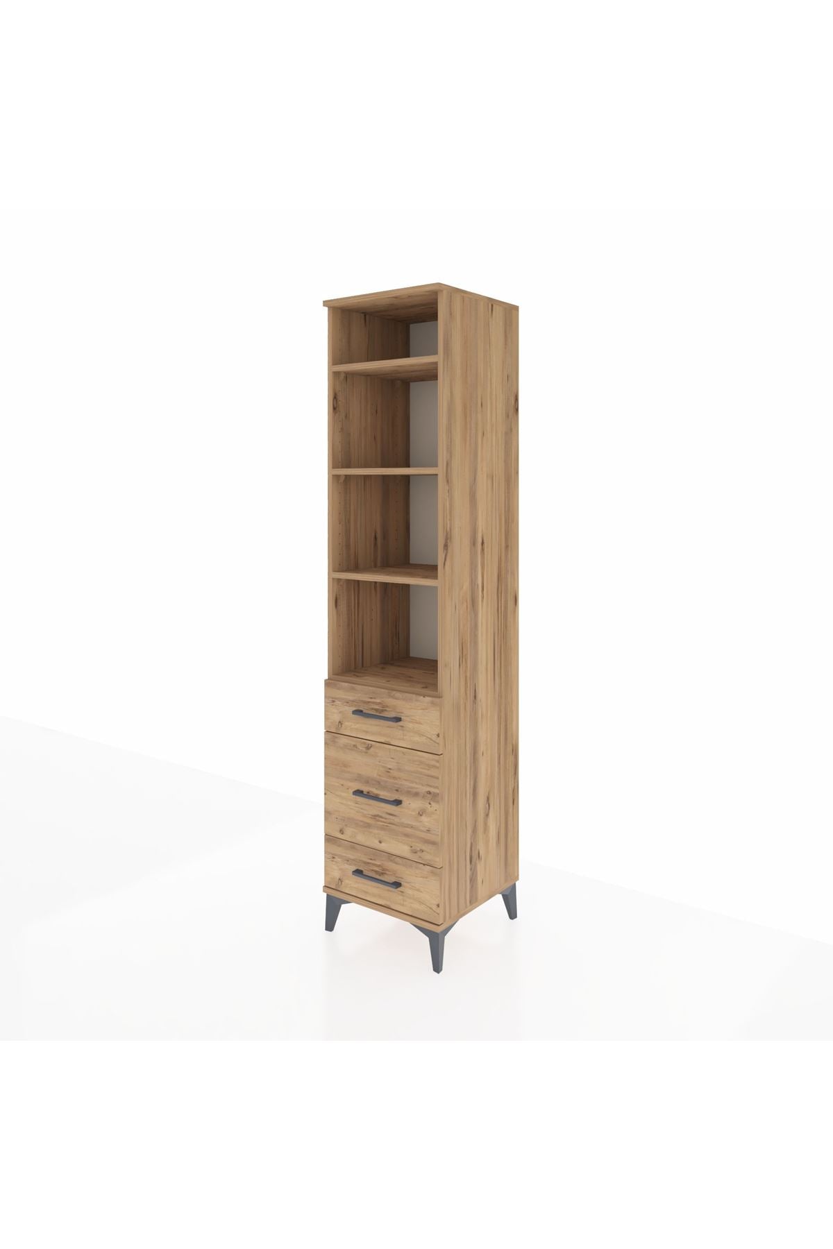 Hyperion Dolap 4 Raflı 3 Çekmeceli 44x44x195 Çam-Çam