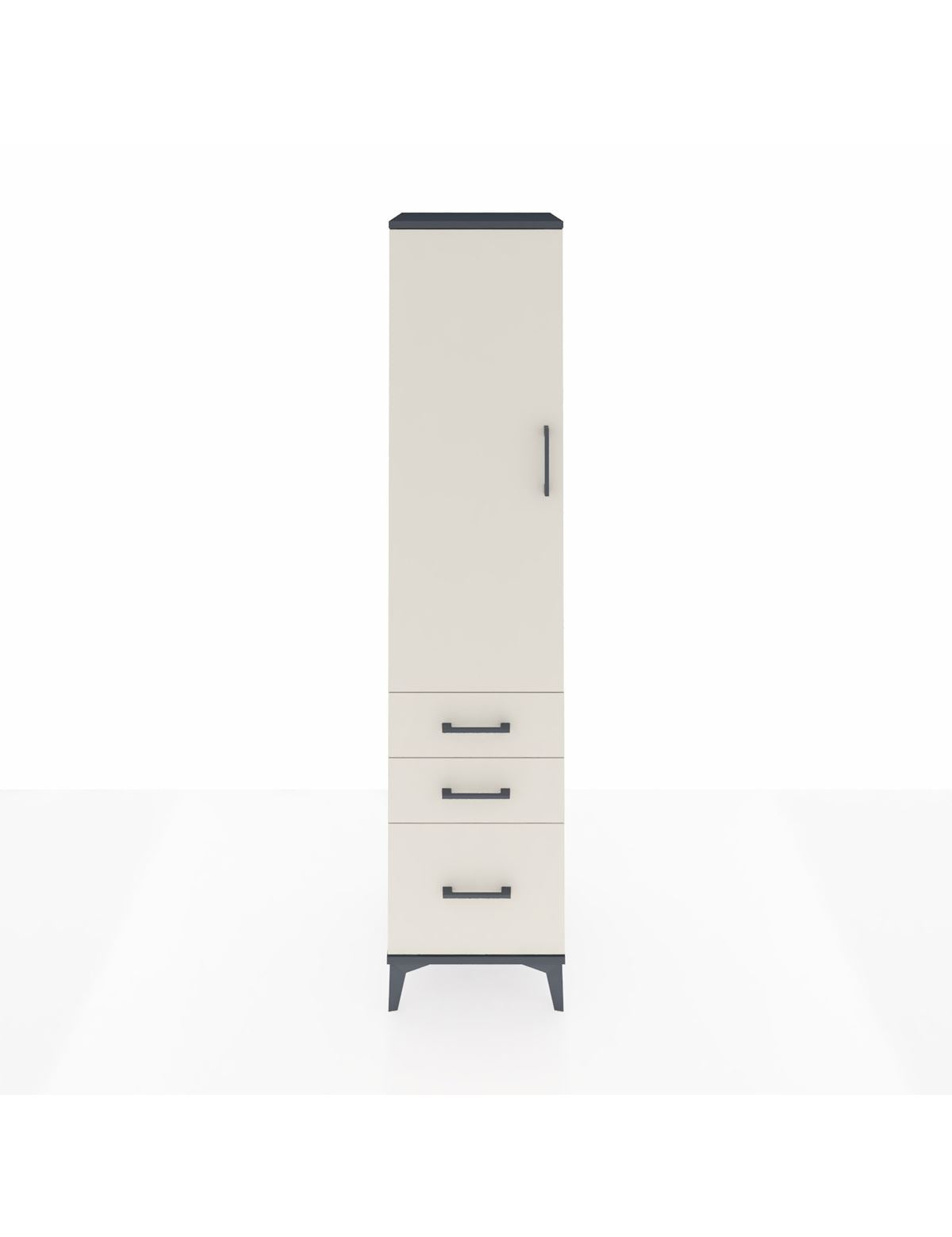 Hyperion Dolap 2 Raflı 3 Çekmeceli Tek Askılı 44x44x195 Antrasit-Aytaşı