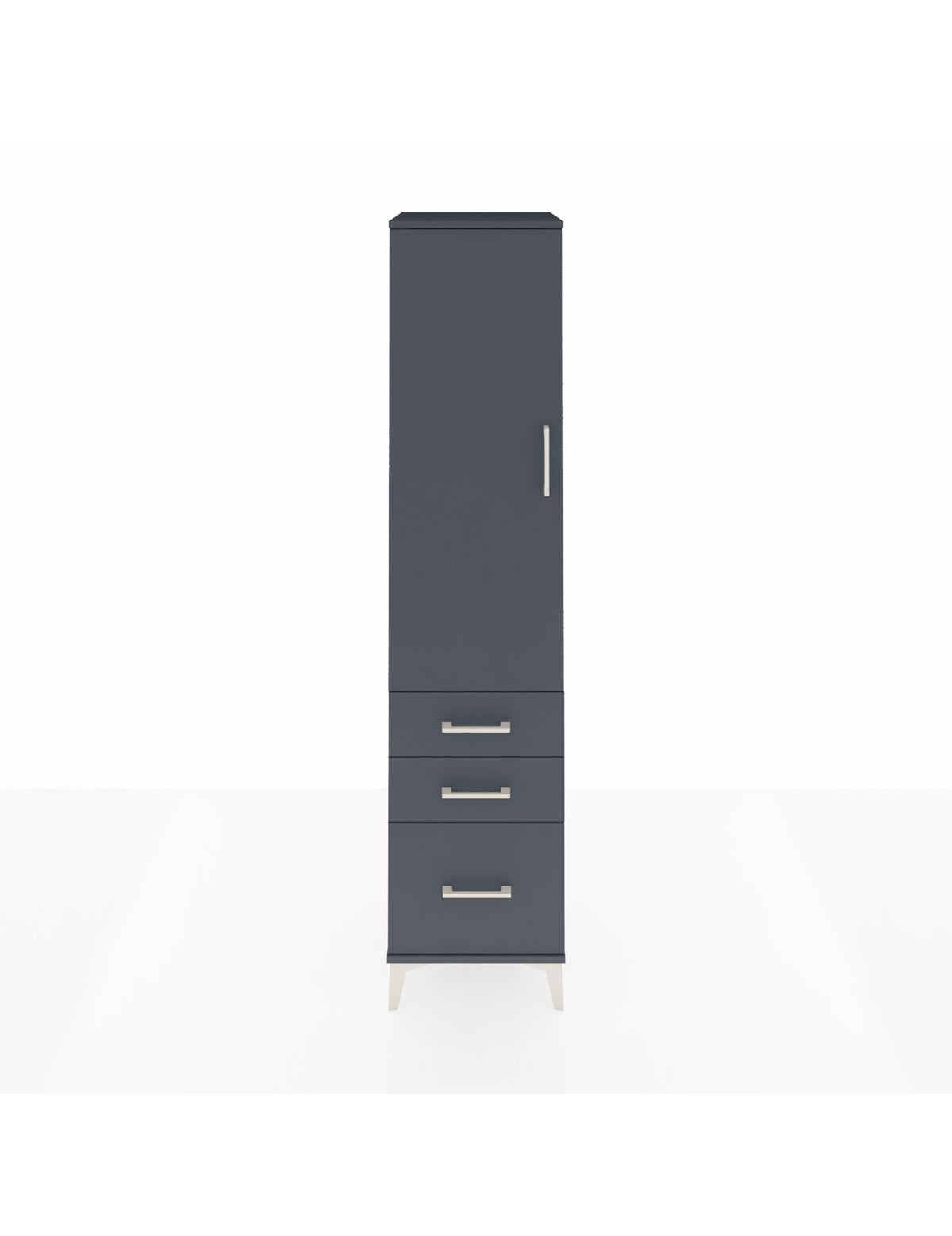 Hyperion Dolap 2 Raflı 3 Çekmeceli Tek Askılı 44x44x195 Antrasit-Antrasit