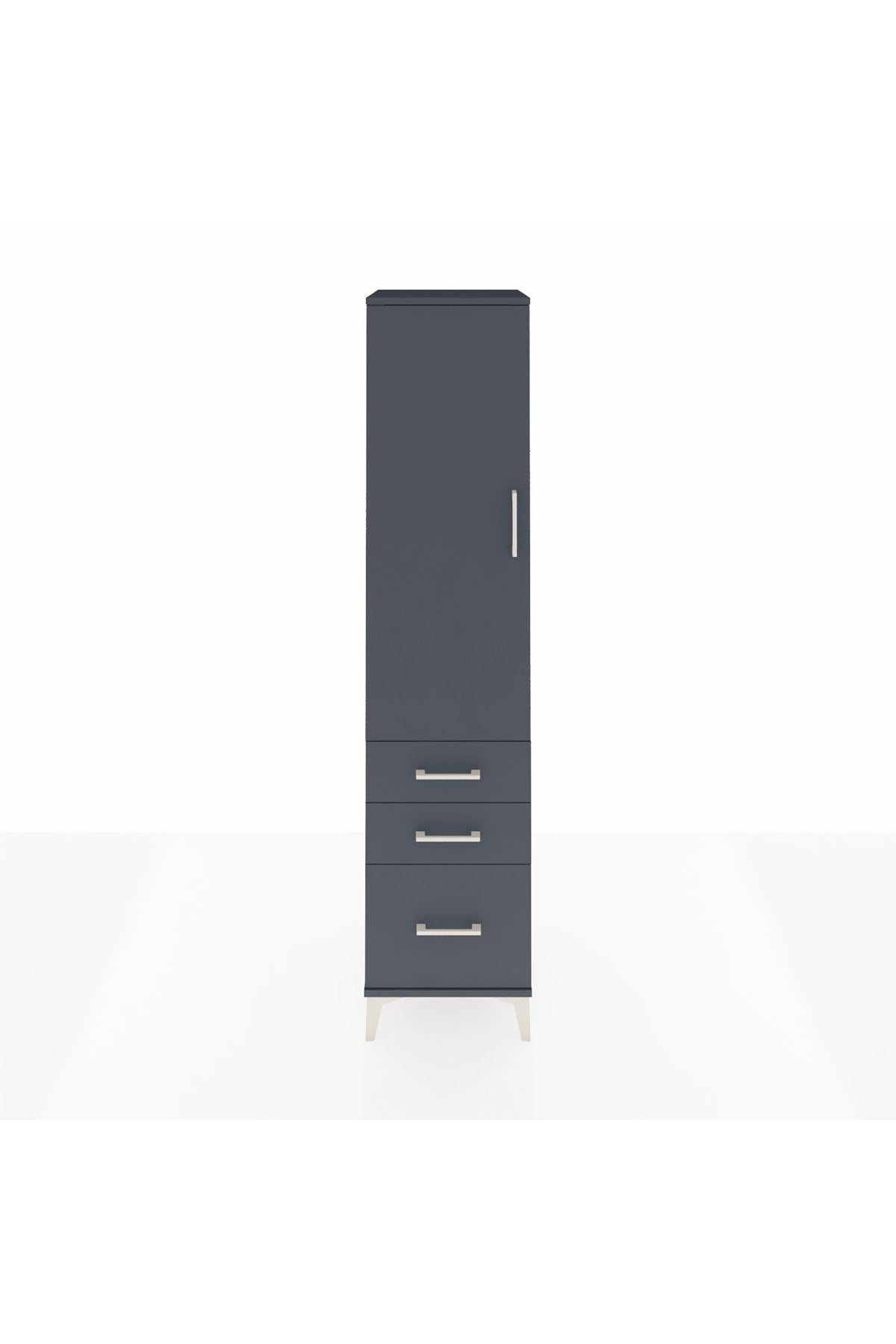 Hyperion Dolap 2 Raflı 3 Çekmeceli Tek Askılı 44x44x195 Antrasit-Antrasit