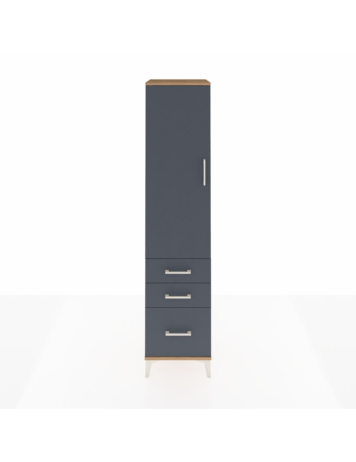 Hyperion Dolap 2 Raflı 3 Çekmeceli Tek Askılı 44x44x195 Çam-Antrasit