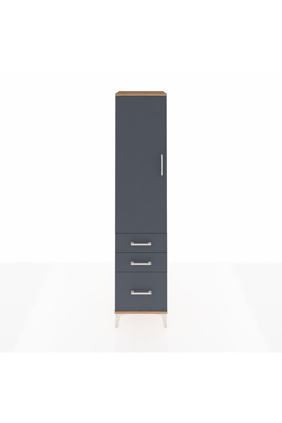 Hyperion Dolap 2 Raflı 3 Çekmeceli Tek Askılı 44x44x195 Çam-Antrasit