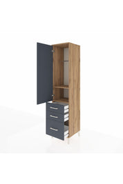Hyperion Dolap 2 Raflı 3 Çekmeceli Tek Askılı 44x44x195 Çam-Antrasit