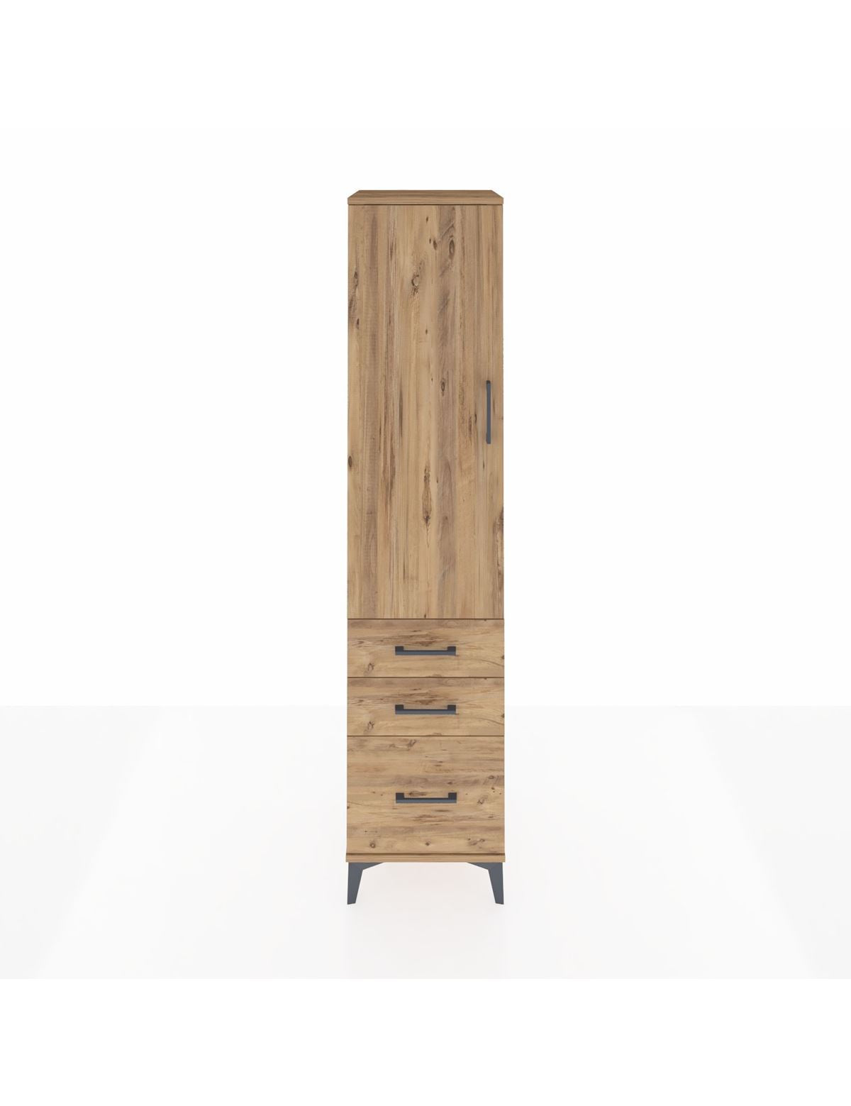 Hyperion Dolap 2 Raflı 3 Çekmeceli Tek Askılı 44x44x195 Çam-Çam